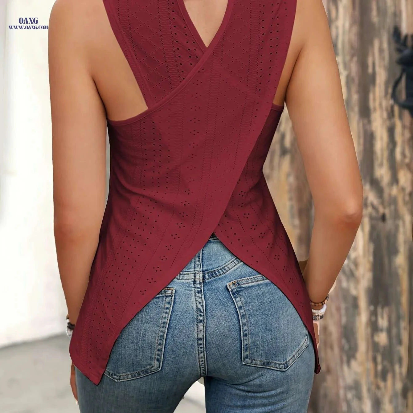 Chic Eyelet Tank Top for Women - Breezy Sleeveless Summer Style   OAXG White / S