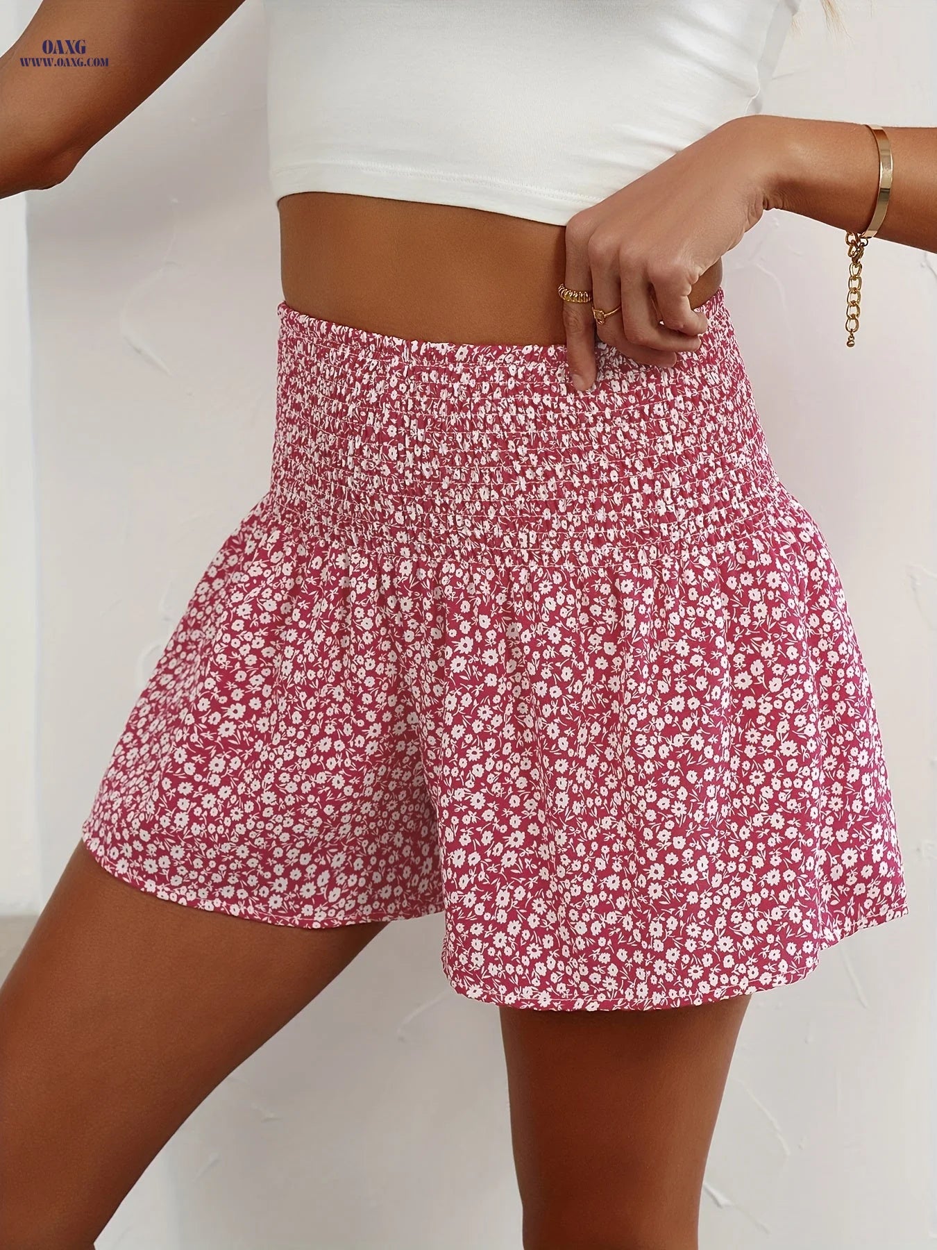Chic Floral Women's Short Pants - Stylish Summer Fashion   OAXG Black / XS