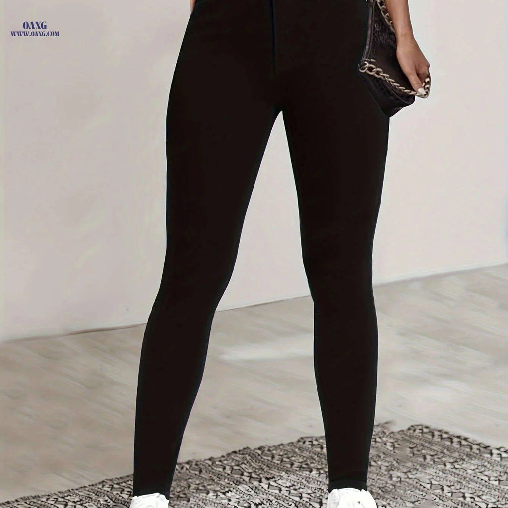 Chic High Waist Leggings – Ultra Elastic Slim Fit, Machine Washable   OAXG Black / S