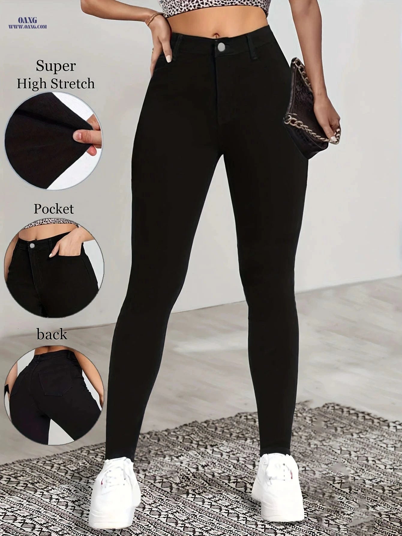 Chic High-Waisted Skinny Leggings - Ultra-Elastic Casual Tights   OAXG 