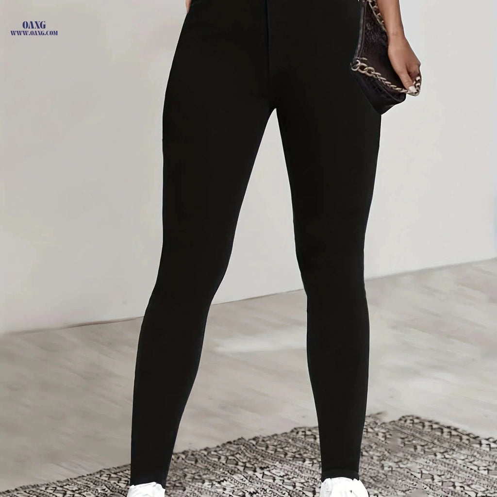 Chic High-Waisted Skinny Leggings - Ultra-Elastic Casual Tights   OAXG Black / S