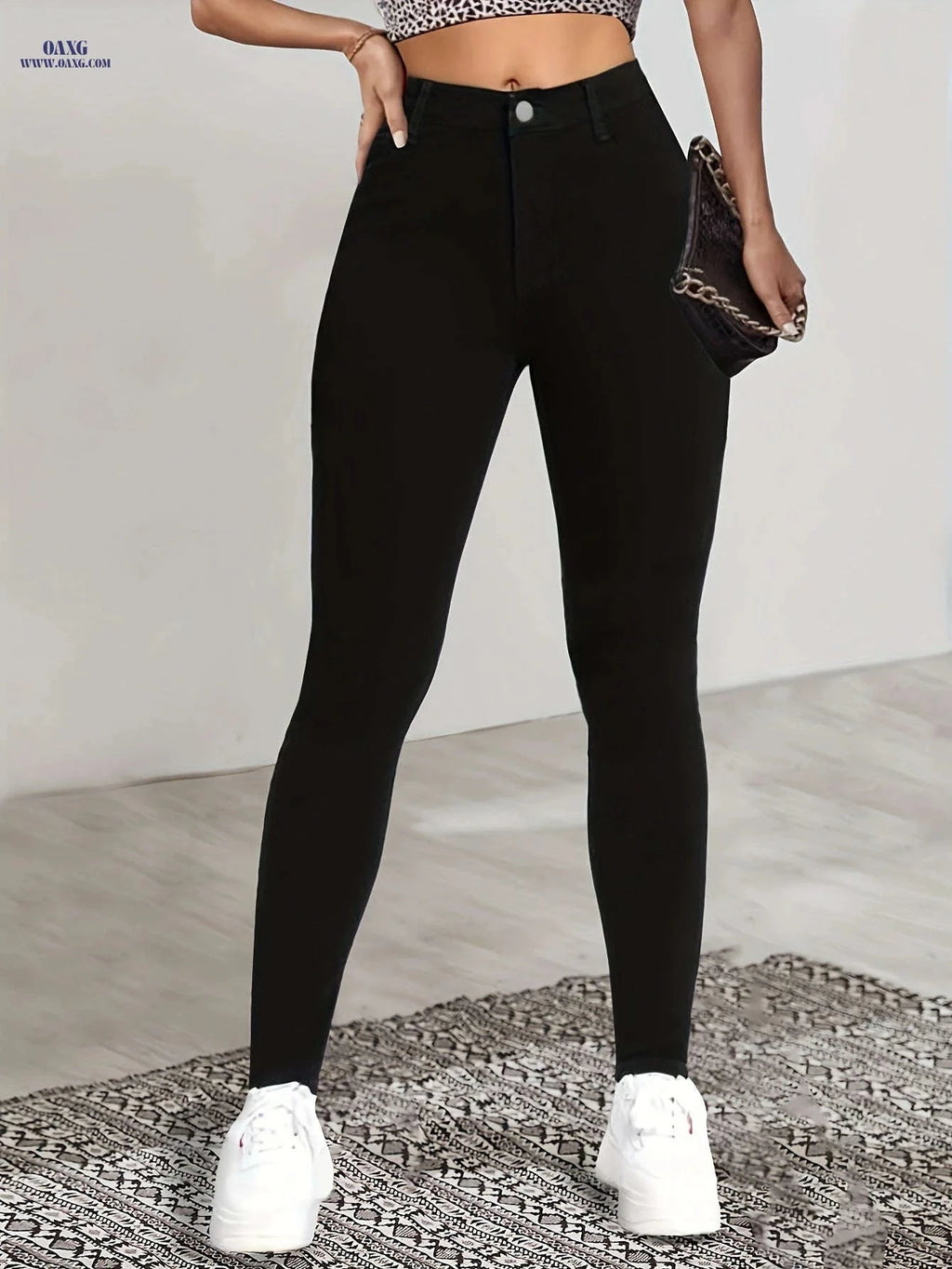 Chic High-Waisted Skinny Leggings - Ultra-Elastic Casual Tights   OAXG Black / S