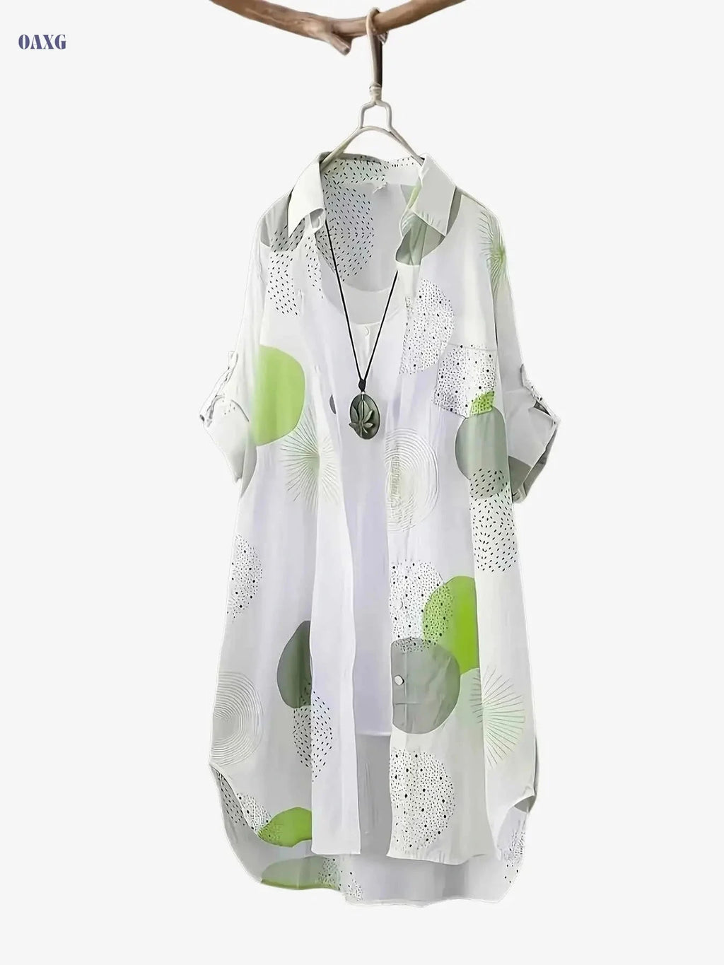 Chic Lightweight Geometric Print Shirt - Women's Casual Long Sleeve   OAXG 