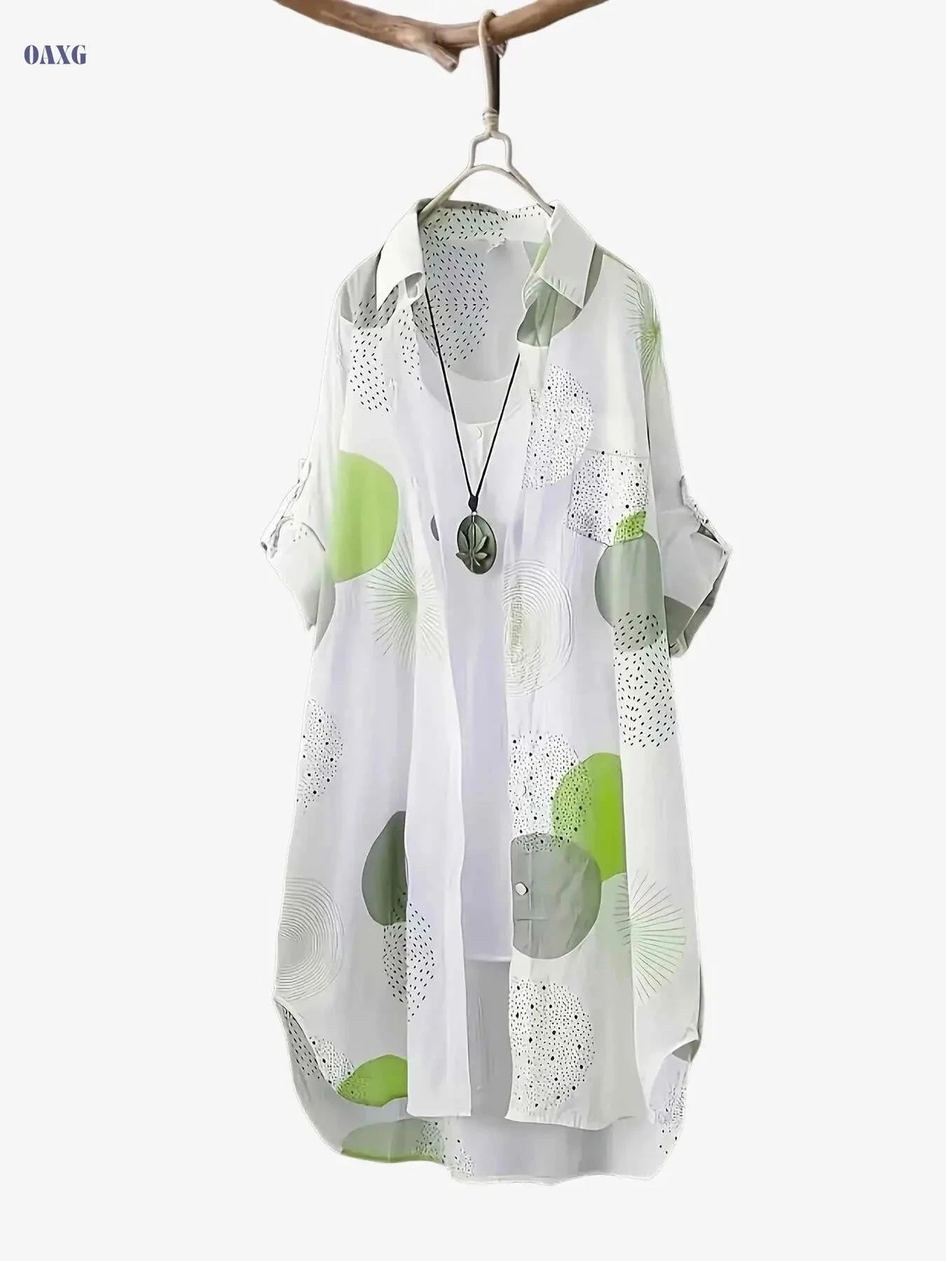Chic Lightweight Geometric Print Shirt - Women's Casual Long Sleeve   OAXG 