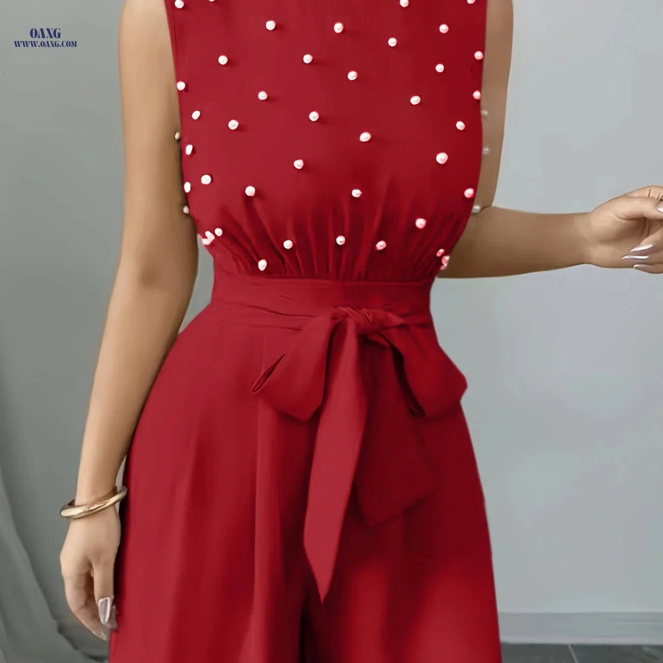 Chic Sleeveless High-Neck Jumpsuit - Wide-Leg Design for Summer   OAXG 