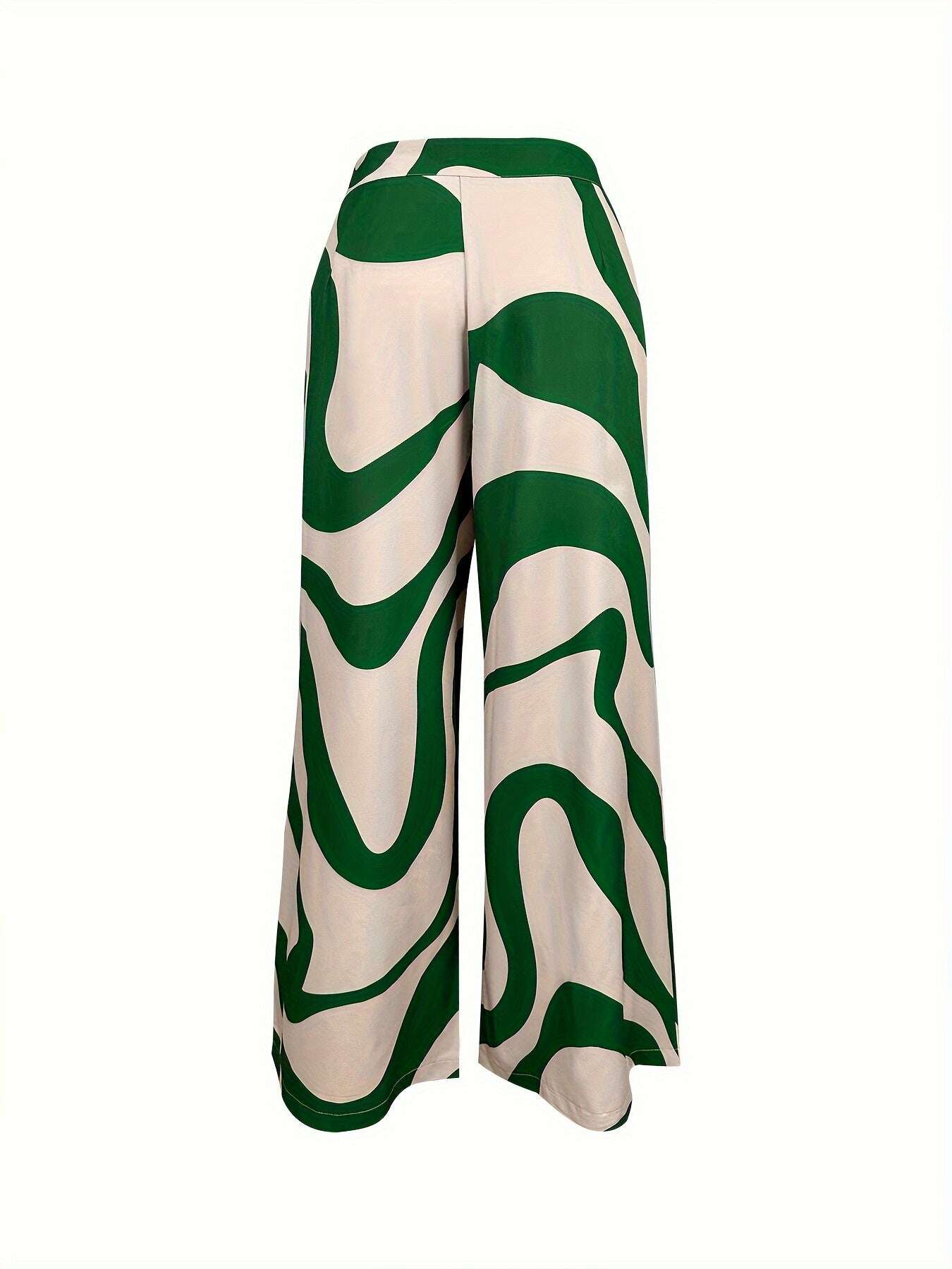 Chic Wide Leg Pants - Black and White Abstract Print for Casual Style   OAXG 