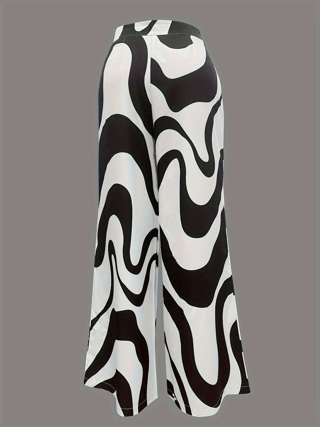 Chic Wide Leg Pants - Black and White Abstract Print for Casual Style   OAXG Multicolor / S