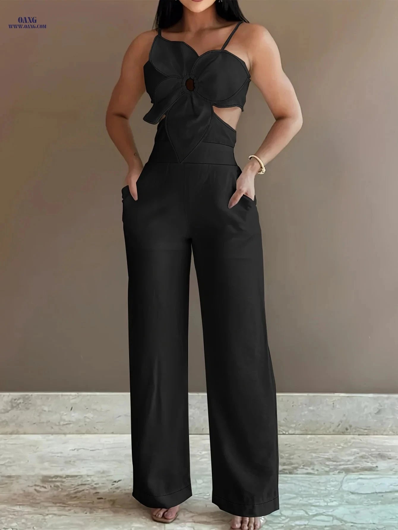 CHICME Floral Craft Design Suspender Overalls for Casual Style   OAXG 