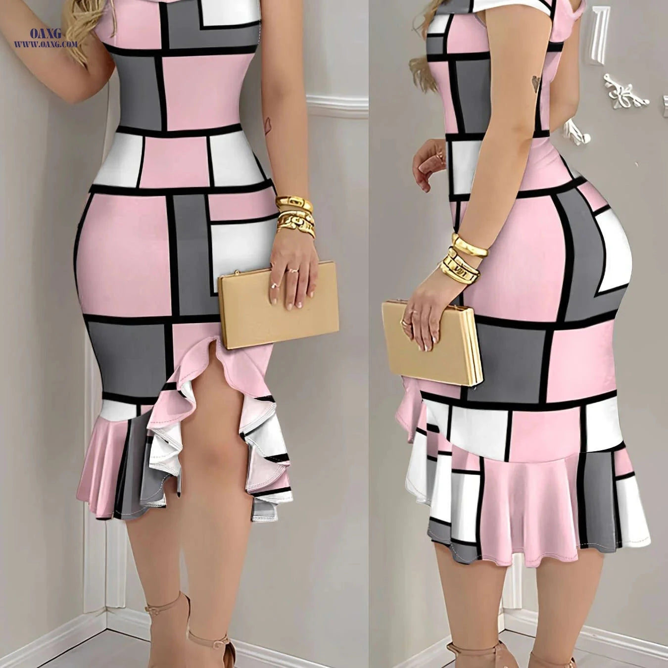 CHICME Off-the-Shoulder Plaid Print Ruffle Hem Dress - Elegant Style   OAXG 