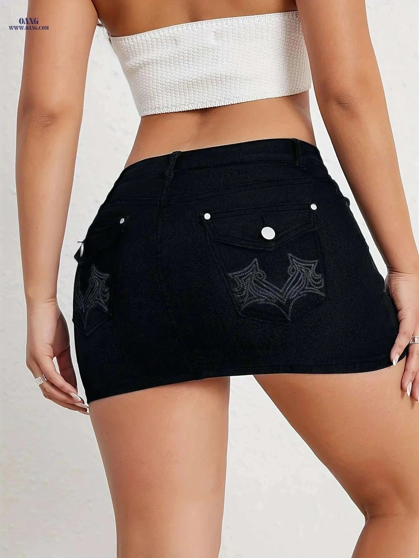 CHICSALE Women's Denim Half Skirt - Elastic Sexy Hip Strap   OAXG Blue / S