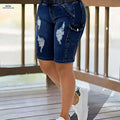 CHICSALE Women's Distressed Bermuda Denim Shorts - Comfortable & Casual   OAXG 
