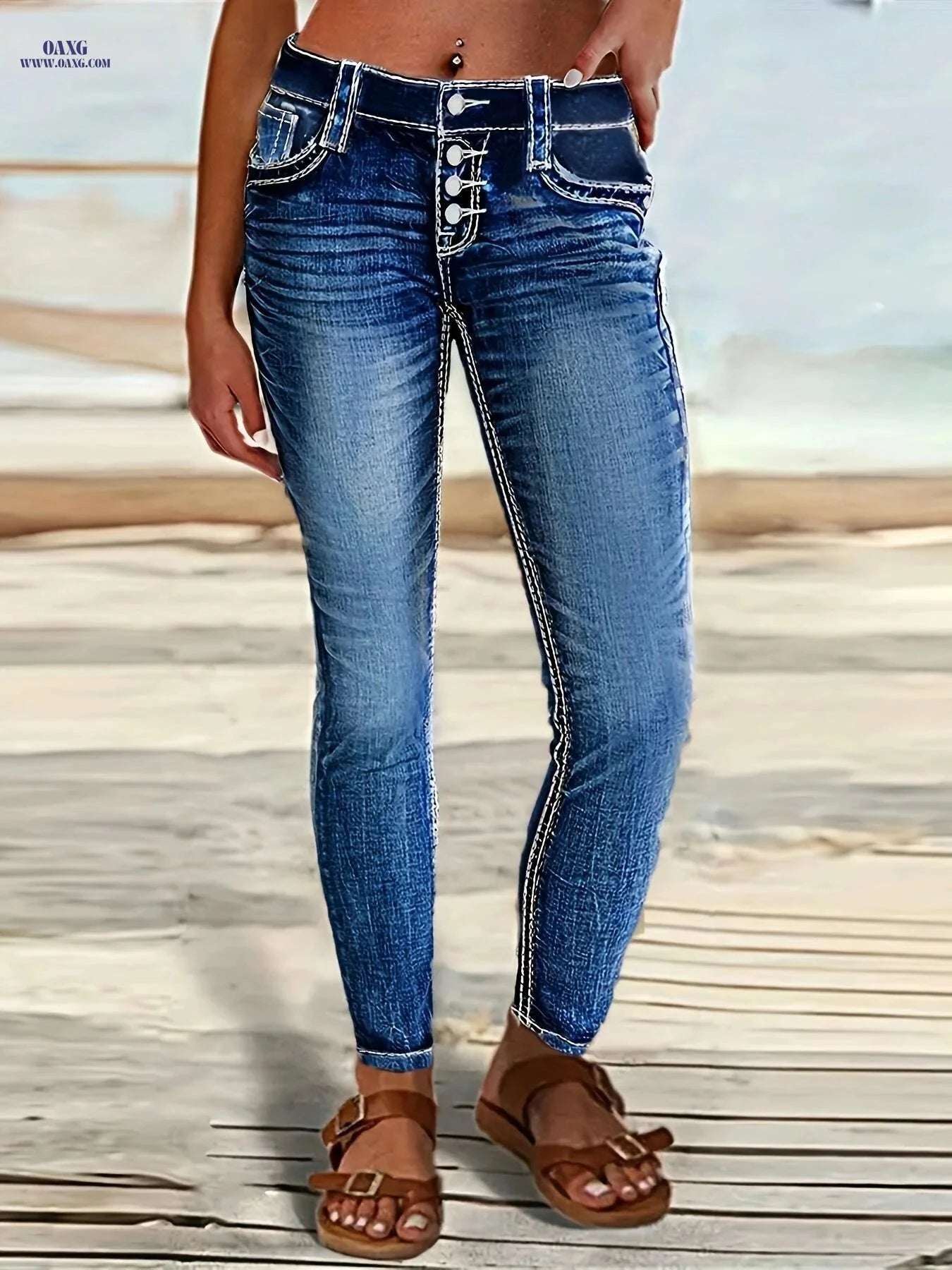 CHICSALE Women's Skinny Fit Jeans - Stretchy & Non-See-Through Design   OAXG Light Blue / S