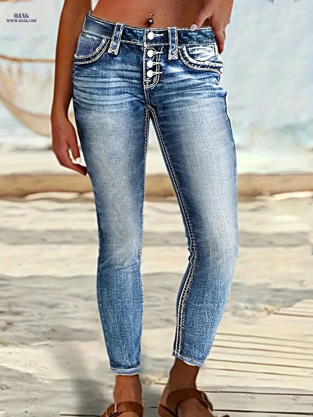CHICSALE Women's Skinny Fit Jeans - Stretchy & Non-See-Through Design   OAXG Light Blue / S