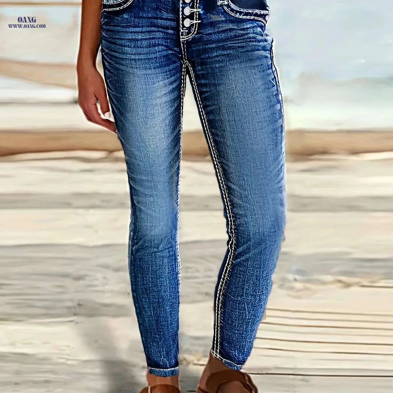 CHICSALE Women's Skinny Fit Jeans - Stretchy & Non-See-Through Design   OAXG Light Blue / S