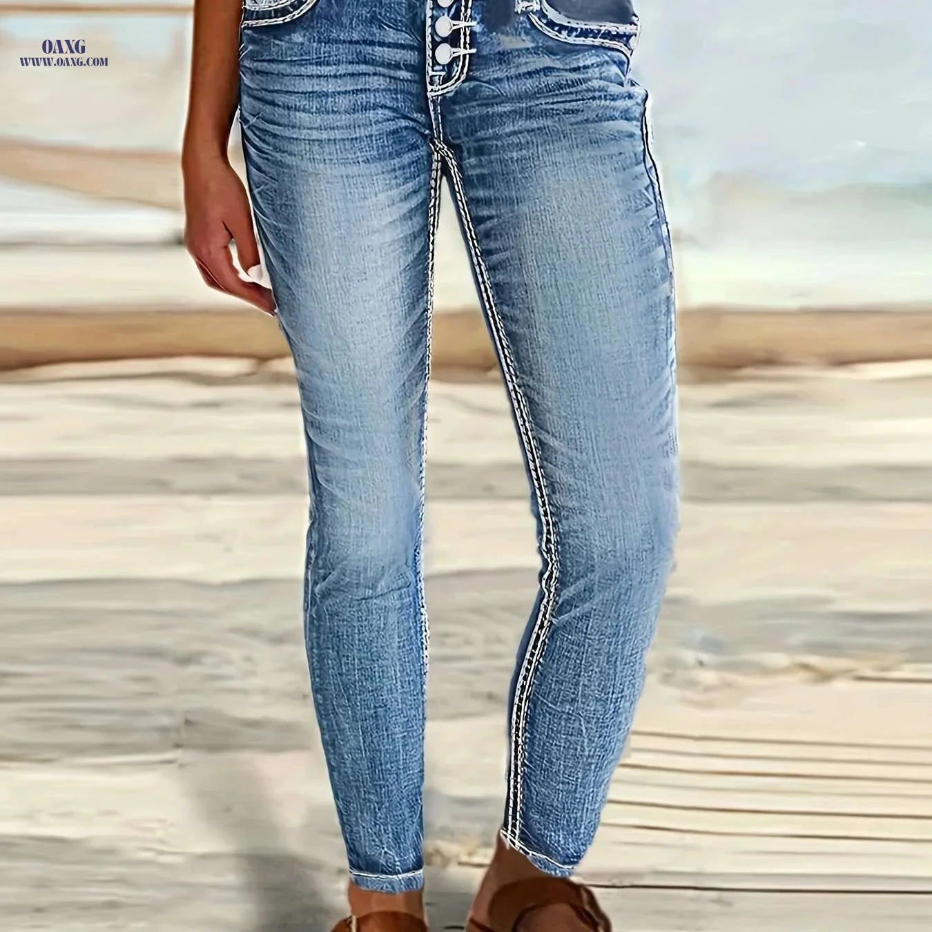 CHICSALE Women's Skinny Fit Jeans - Stretchy & Non-See-Through Design   OAXG Light Blue / S