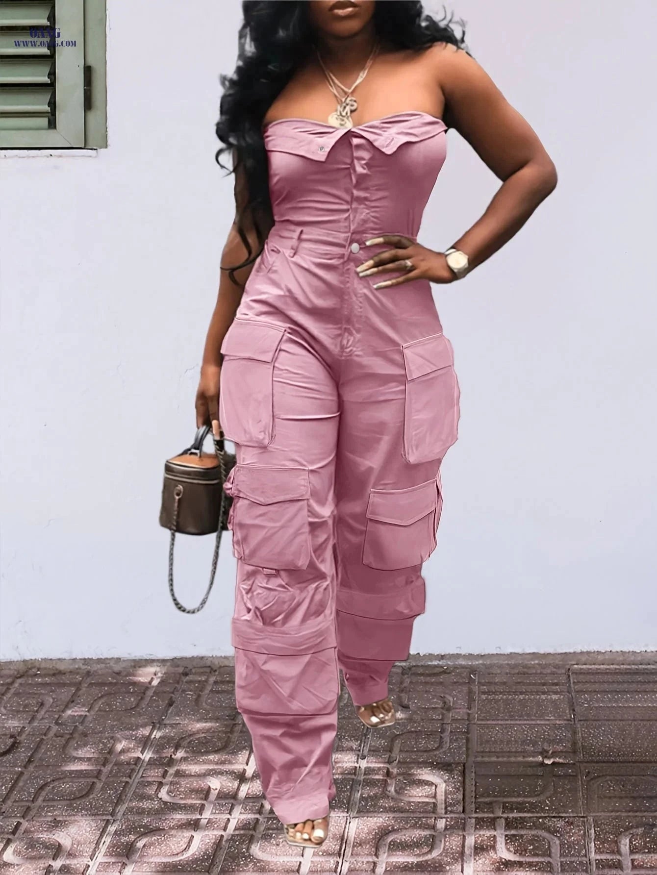 ChicSale Women's Strapless One-Piece Jumpsuit - Sexy Solid Color   OAXG 