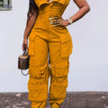 ChicSale Women's Strapless One-Piece Jumpsuit - Sexy Solid Color   OAXG Yellow / S