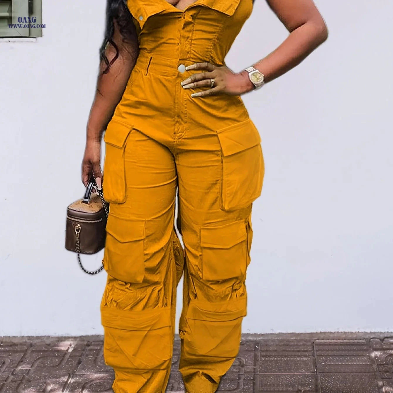 ChicSale Women's Strapless One-Piece Jumpsuit - Sexy Solid Color   OAXG Yellow / S