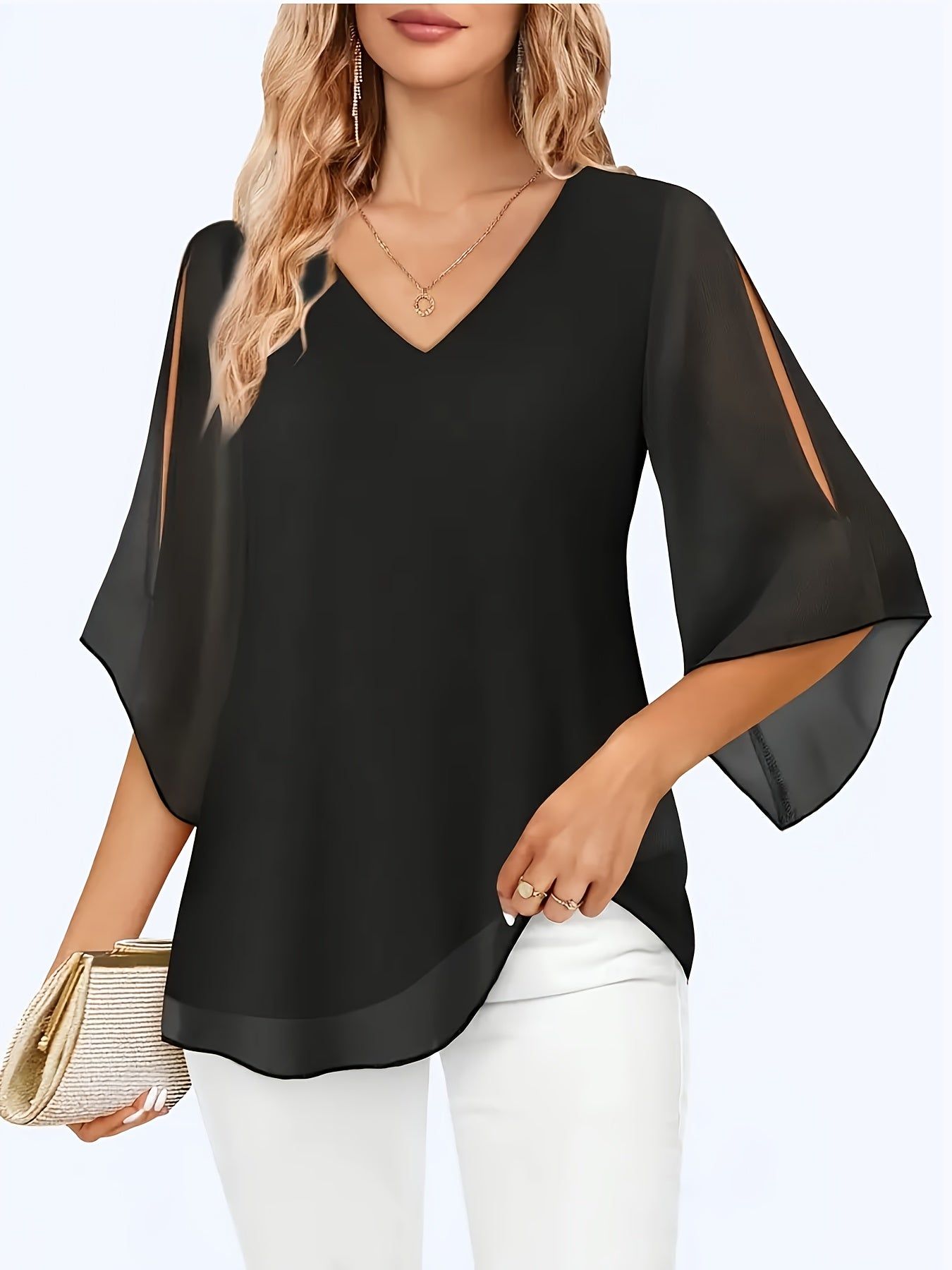 Chiffon Blouse Q216   OAXG Navy Color / S