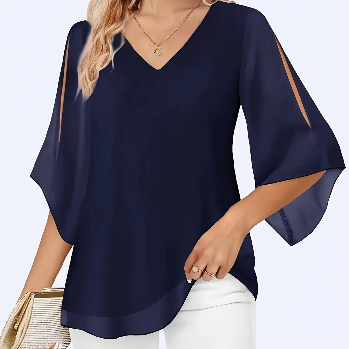 Chiffon Blouse Q216   OAXG Navy Color / S