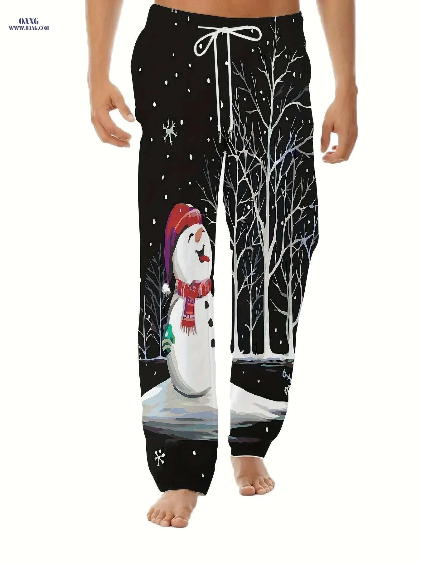 Christmas 3D Print Pants - Relaxed Fit Straight-Leg, Vintage Holiday Style   OAXG 