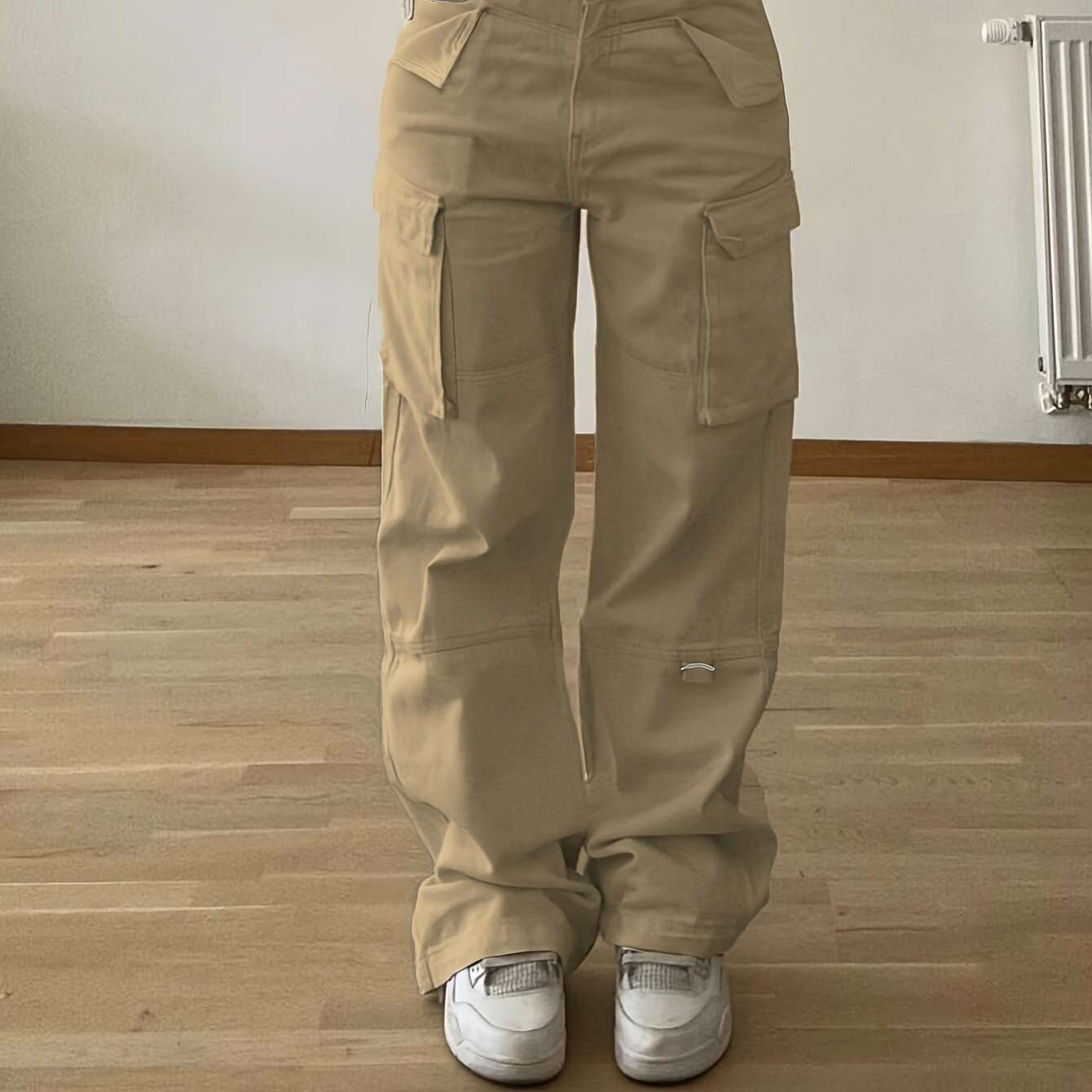 Christmas Design Flap Pocket Cargo Pants - Casual Style for All Seasons   OAXG Apricot / XS