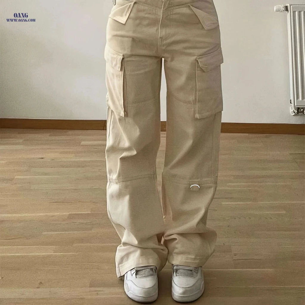 Christmas Design Flap Pocket Cargo Pants - Casual Style for All Seasons   OAXG Apricot / XS