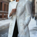 Classic Floral Embroidered Jacket - Chic Long Sleeve Design   OAXG White / S