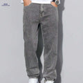 Classic Gray Jeans for Men - Comfortable Straight-Leg Trousers   OAXG 