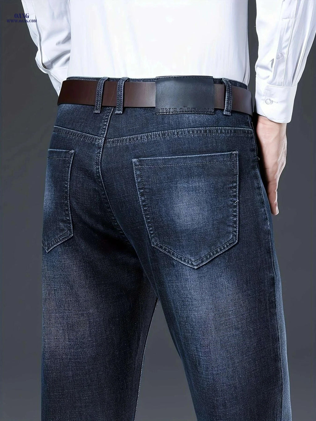 Classic Gray Jeans for Men - Comfortable Straight-Leg Trousers   OAXG Grey / 29