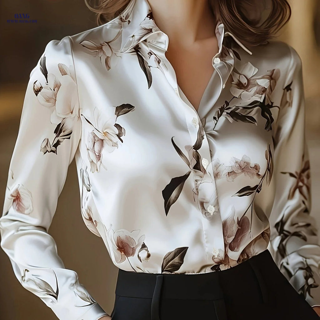 Long-Sleeve Button- Shirt, Classic Collar, Medium Stretch and Machine Washable, Suitable for Office, Commute, or Formal Events, Office Wear, Refined Casual, Smooth Texture   OAXG Mixed colors / S