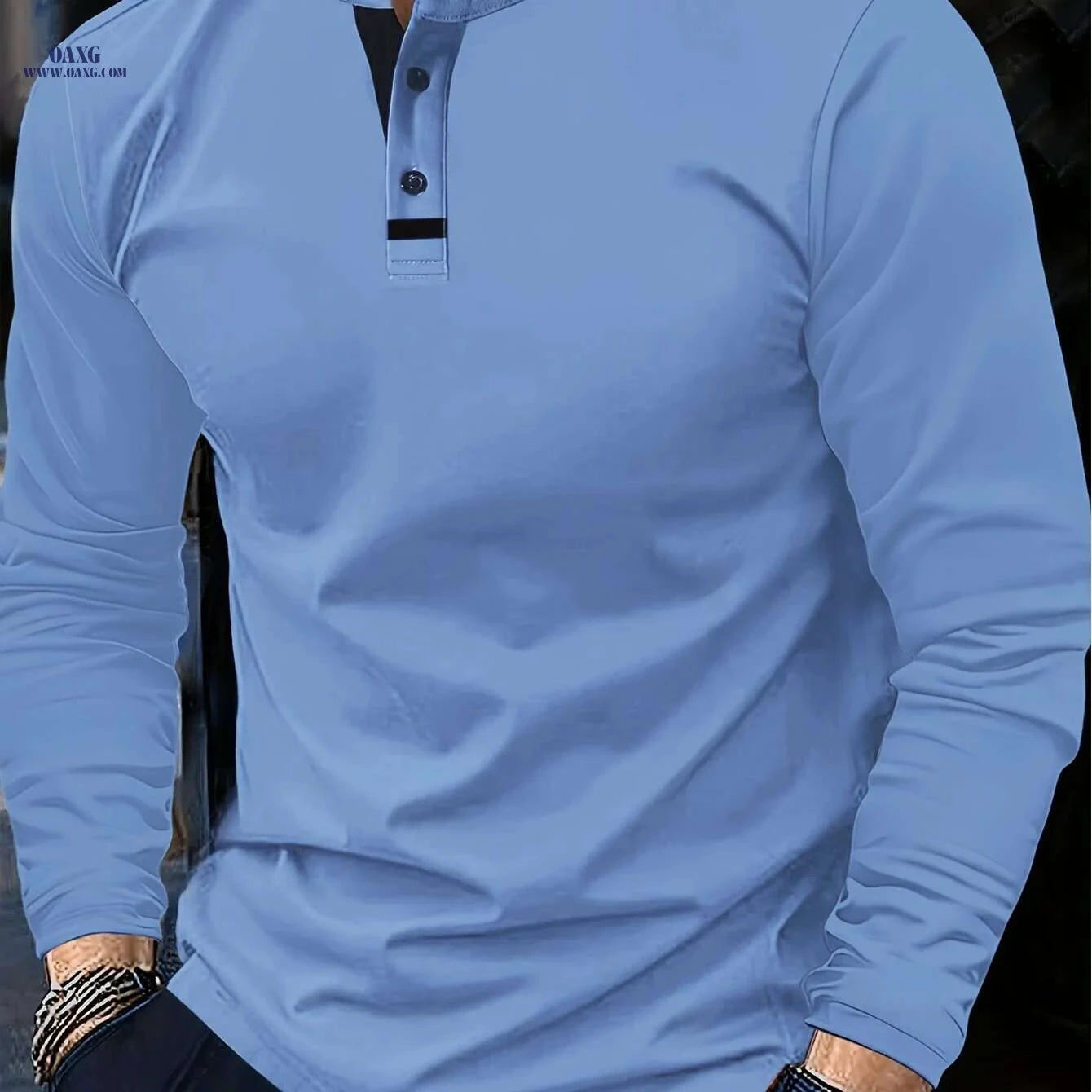 Classic Long Sleeve Polo Shirt - Comfortable Olive Green for Men   OAXG 