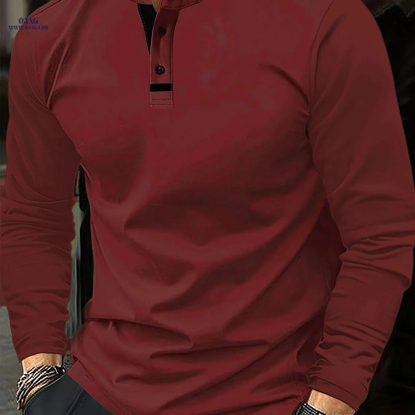 Classic Long Sleeve Polo Shirt - Comfortable Olive Green for Men   OAXG Silvery Grey / S