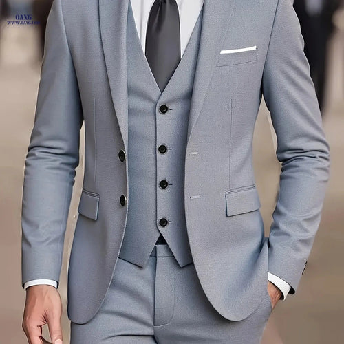 Classic Men's Suit Set - Comfortable Slim Fit for Weddings & Business   OAXG 