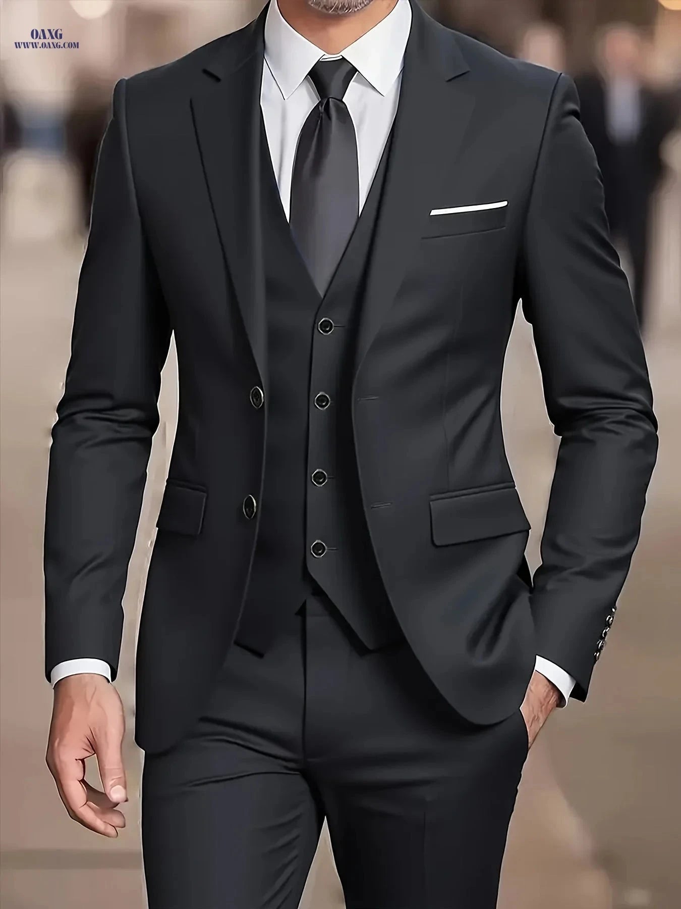 Classic Men's Suit Set - Comfortable Slim Fit for Weddings & Business   OAXG 