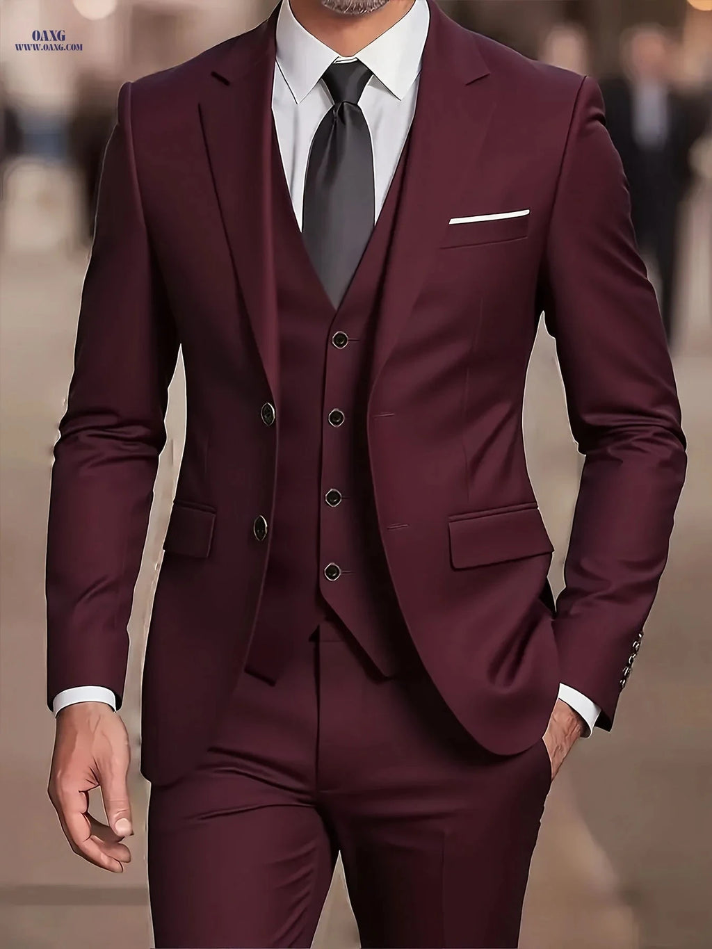 Classic Men's Suit Set - Comfortable Slim Fit for Weddings & Business   OAXG 