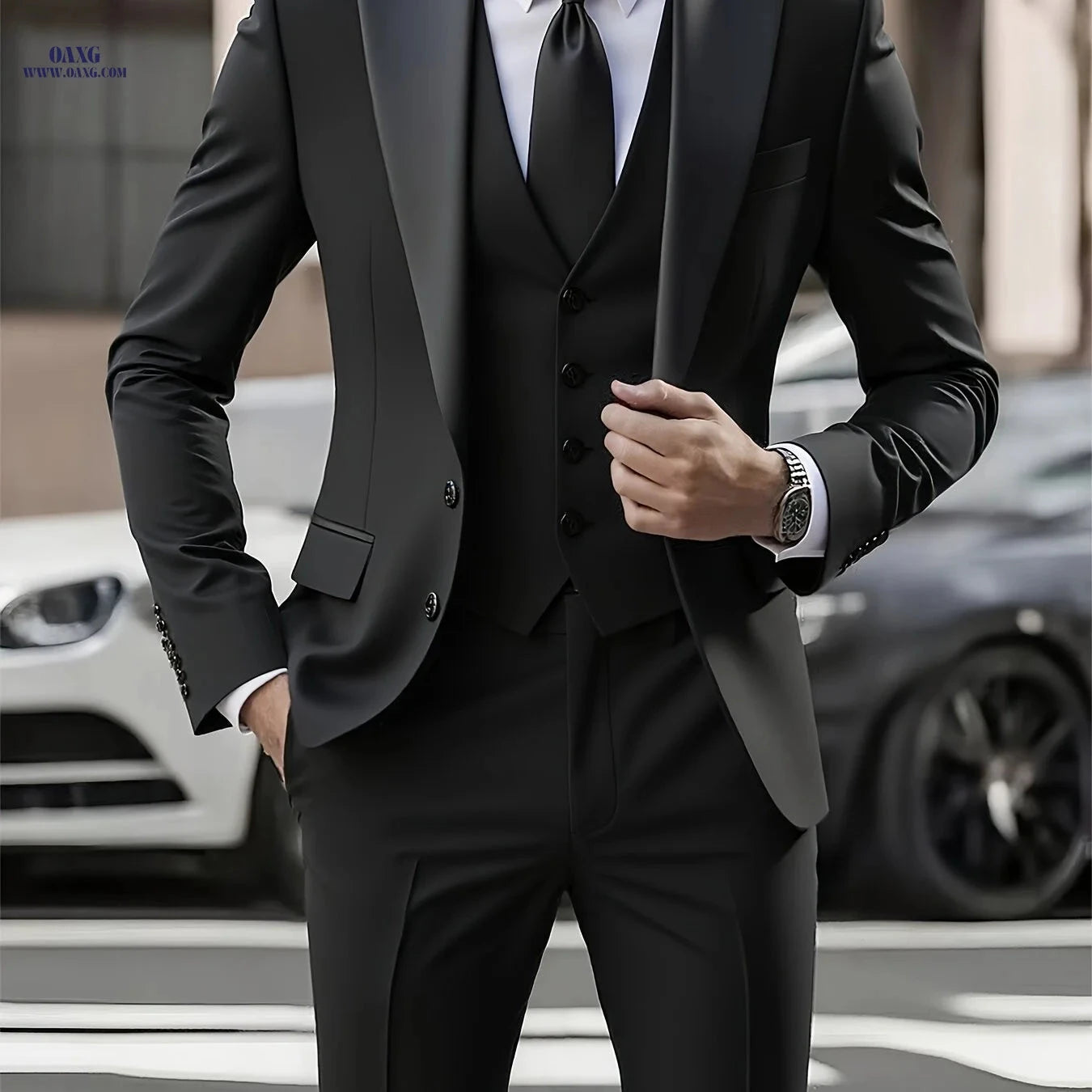 Classic Men's Three-Piece Suit Set - Blazer, Vest & Trousers   OAXG 
