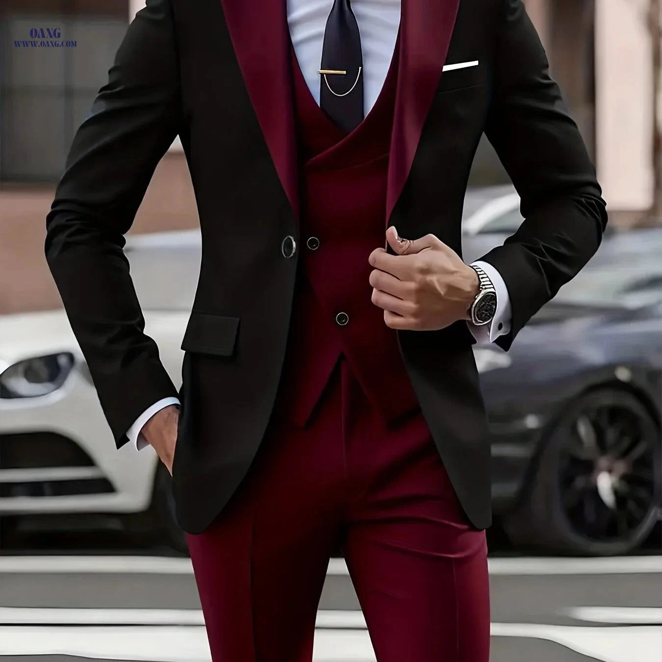 Classic Men's Three-Piece Suit Set - Blazer, Vest & Trousers   OAXG 