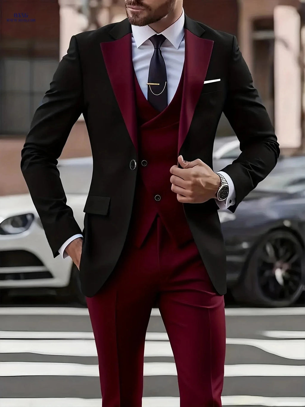Classic Men's Three-Piece Suit Set - Blazer, Vest & Trousers   OAXG 