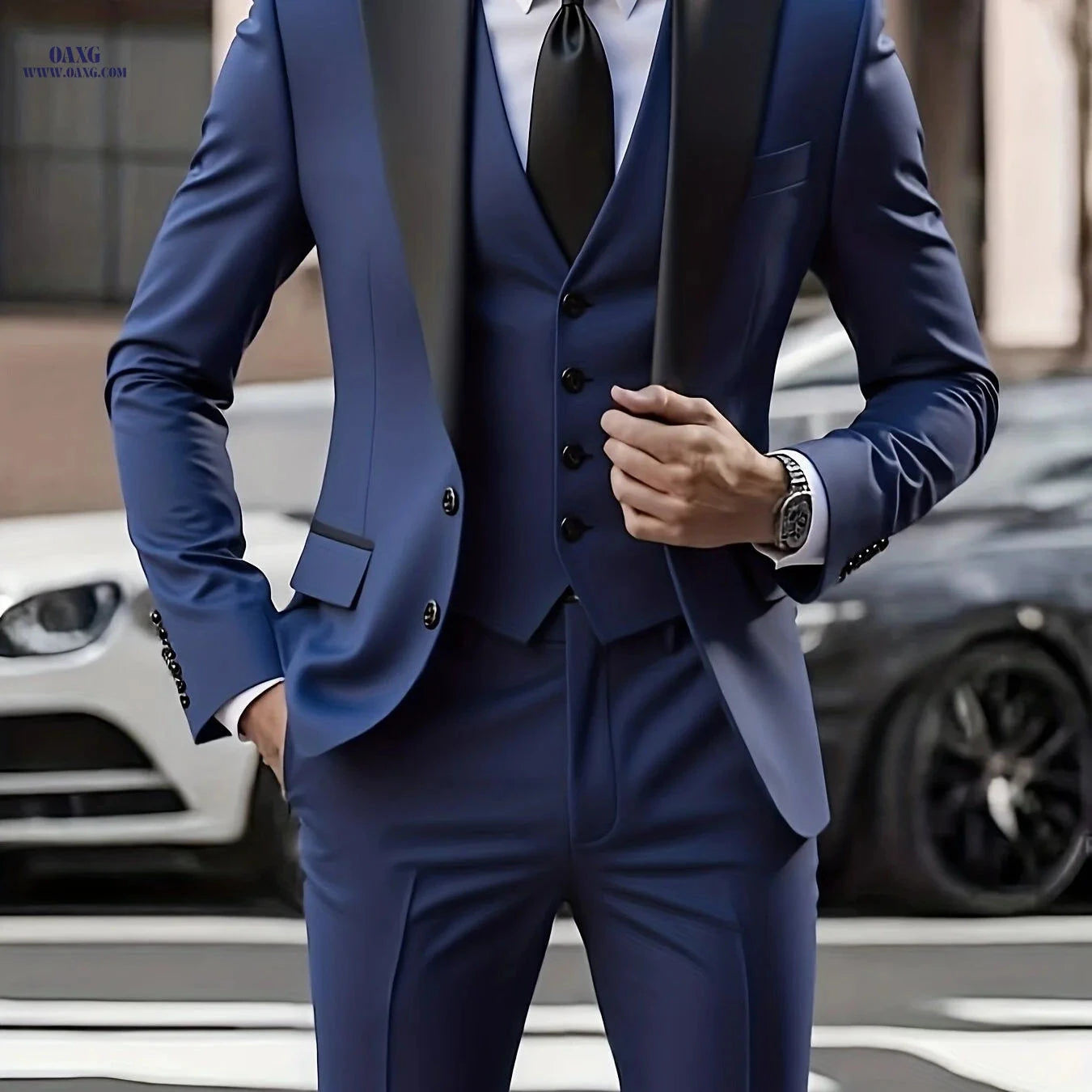 Classic Men's Three-Piece Suit Set - Blazer, Vest & Trousers   OAXG 