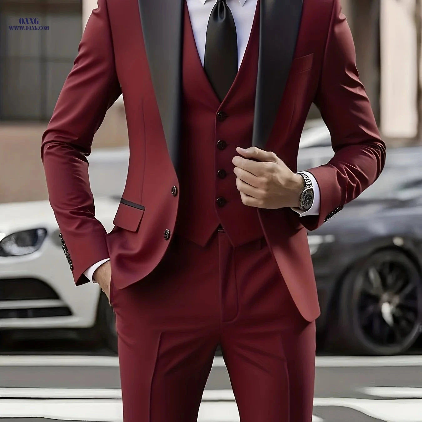 Classic Men's Three-Piece Suit Set - Blazer, Vest & Trousers   OAXG 