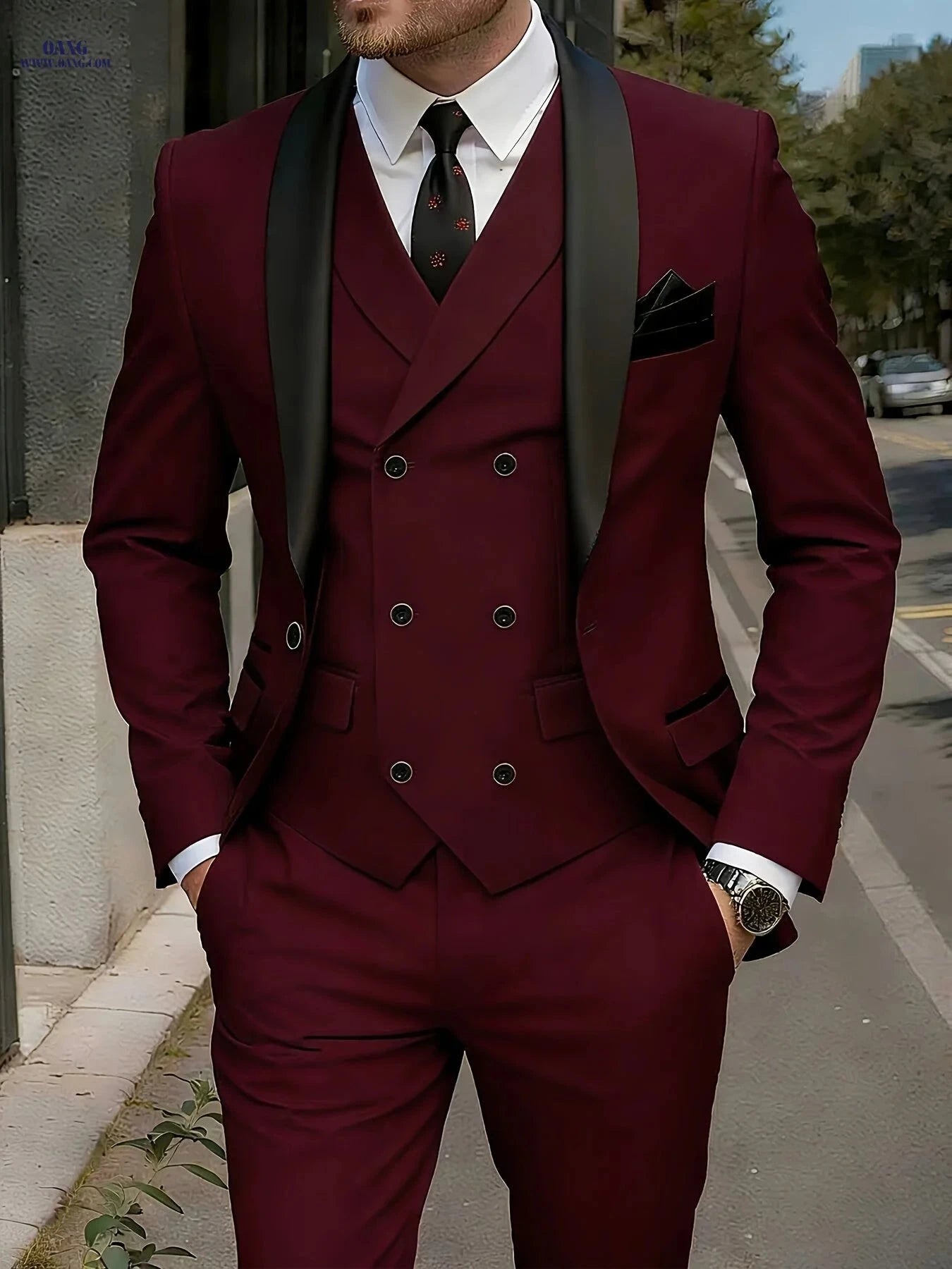 Classic Men's Three-Piece Suit Set - Blazer, Vest & Trousers   OAXG 