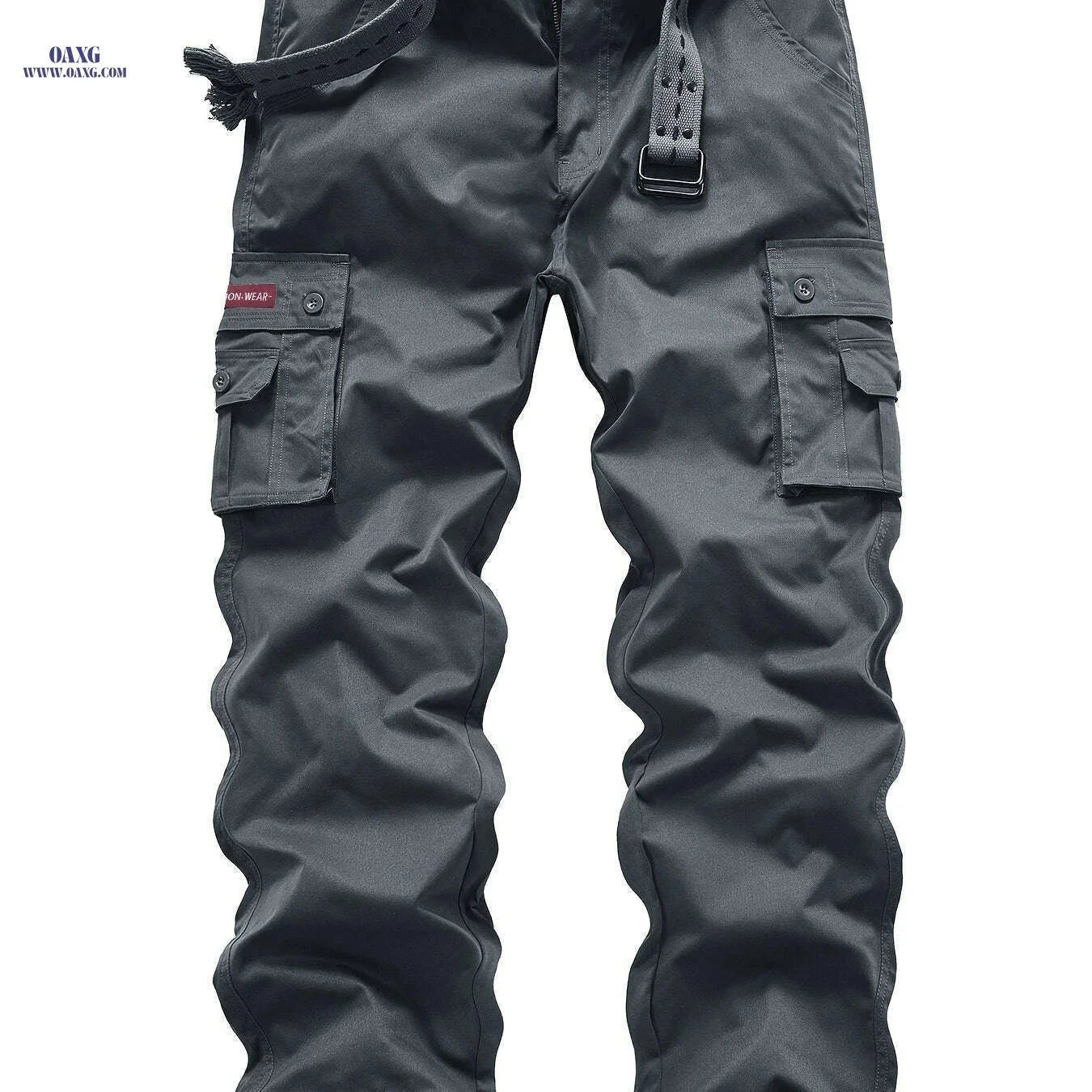 Classic Multi Flap Pocket Cargo Pants - Men’s Loose Fit for Outdoors   OAXG 55 Military Green Trousers / 30