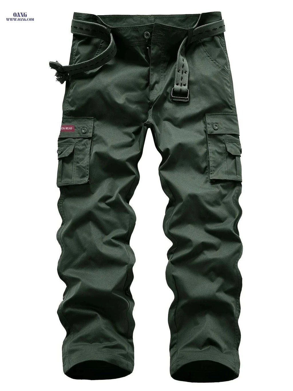 Classic Multi Flap Pocket Cargo Pants - Men’s Loose Fit for Outdoors   OAXG 55 Military Green Trousers / 30