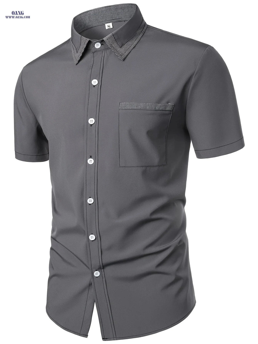 Classic Plaid Collar Men's Casual Shirt - Short Sleeve for Summer   OAXG 
