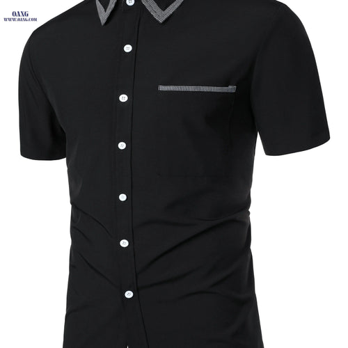 Classic Plaid Collar Men's Casual Shirt - Short Sleeve for Summer   OAXG 