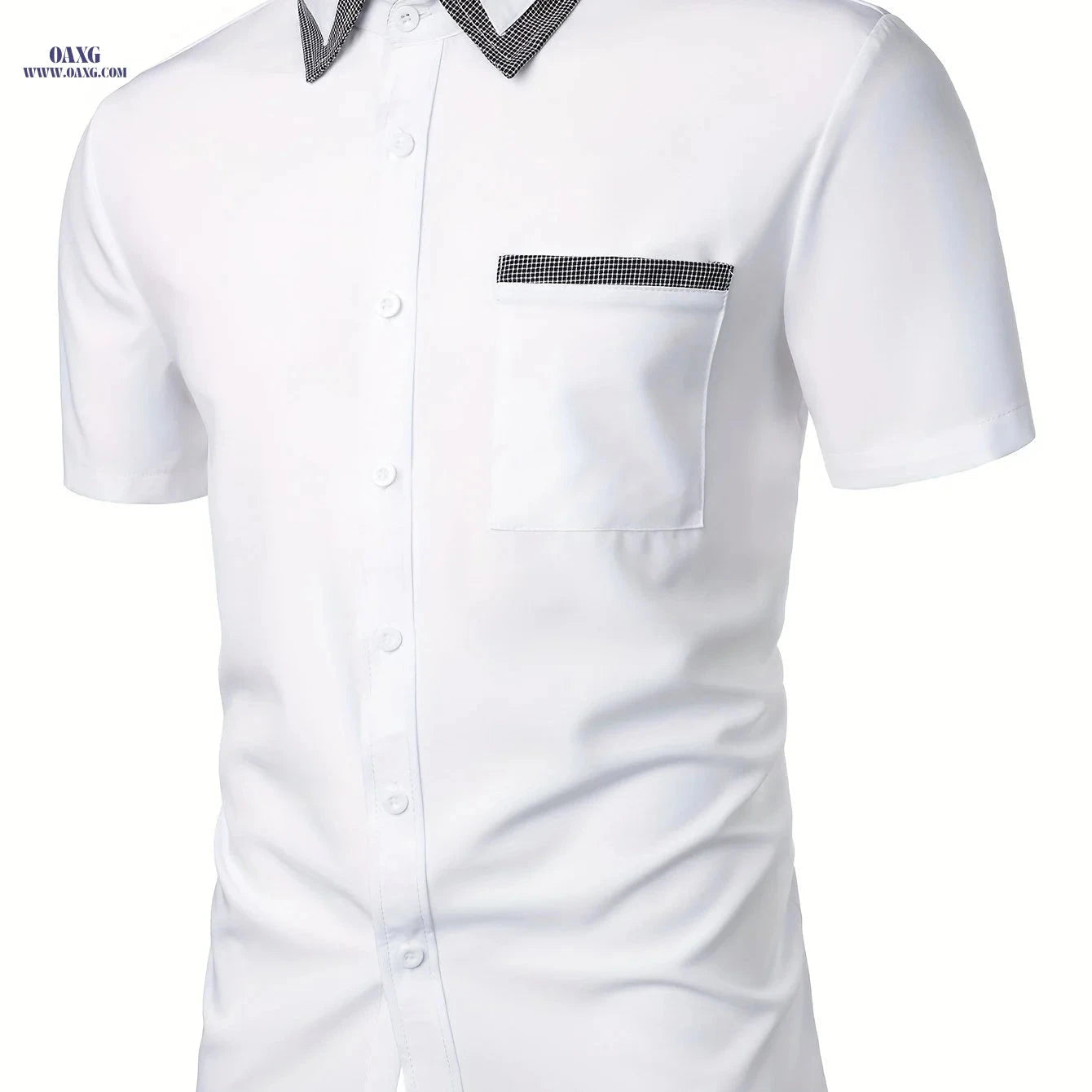 Classic Plaid Collar Men's Casual Shirt - Short Sleeve for Summer   OAXG 
