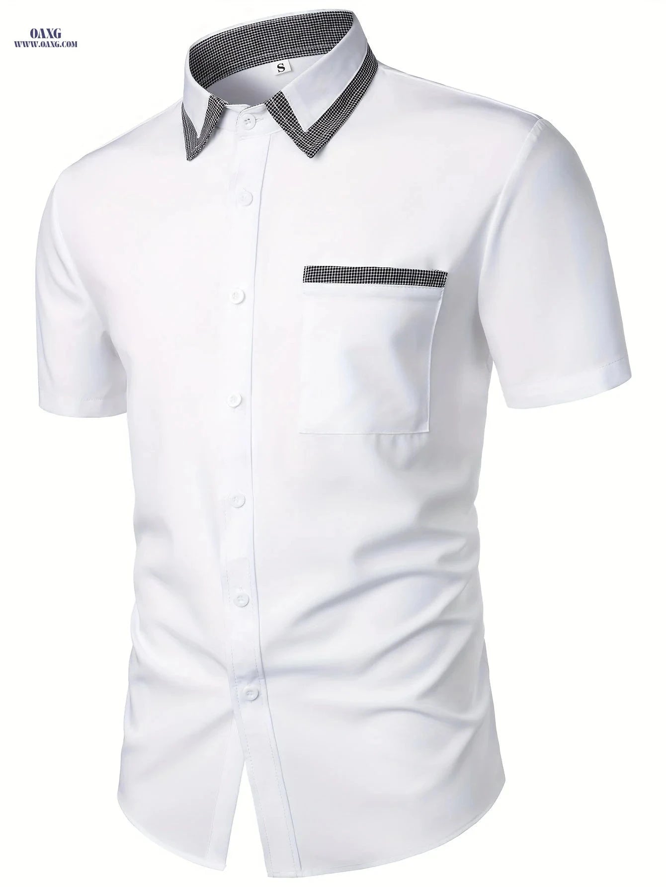 Classic Plaid Collar Men's Casual Shirt - Short Sleeve for Summer   OAXG 