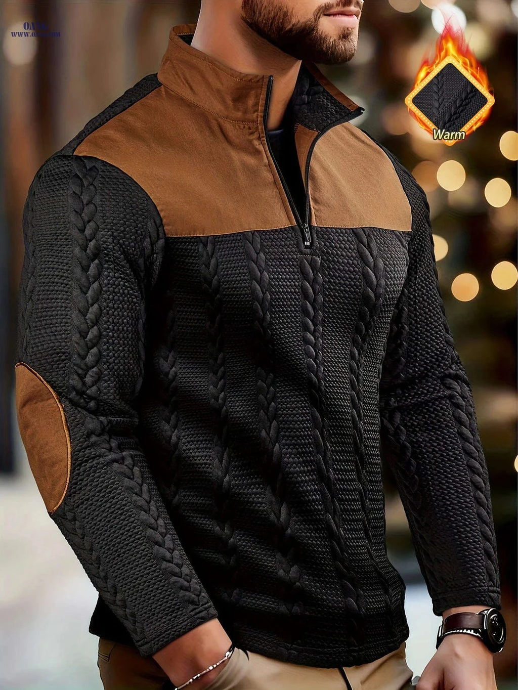 CLQWE Men's Casual Fashion Top - Henley Style for Autumn/Winter   OAXG Black / FR S