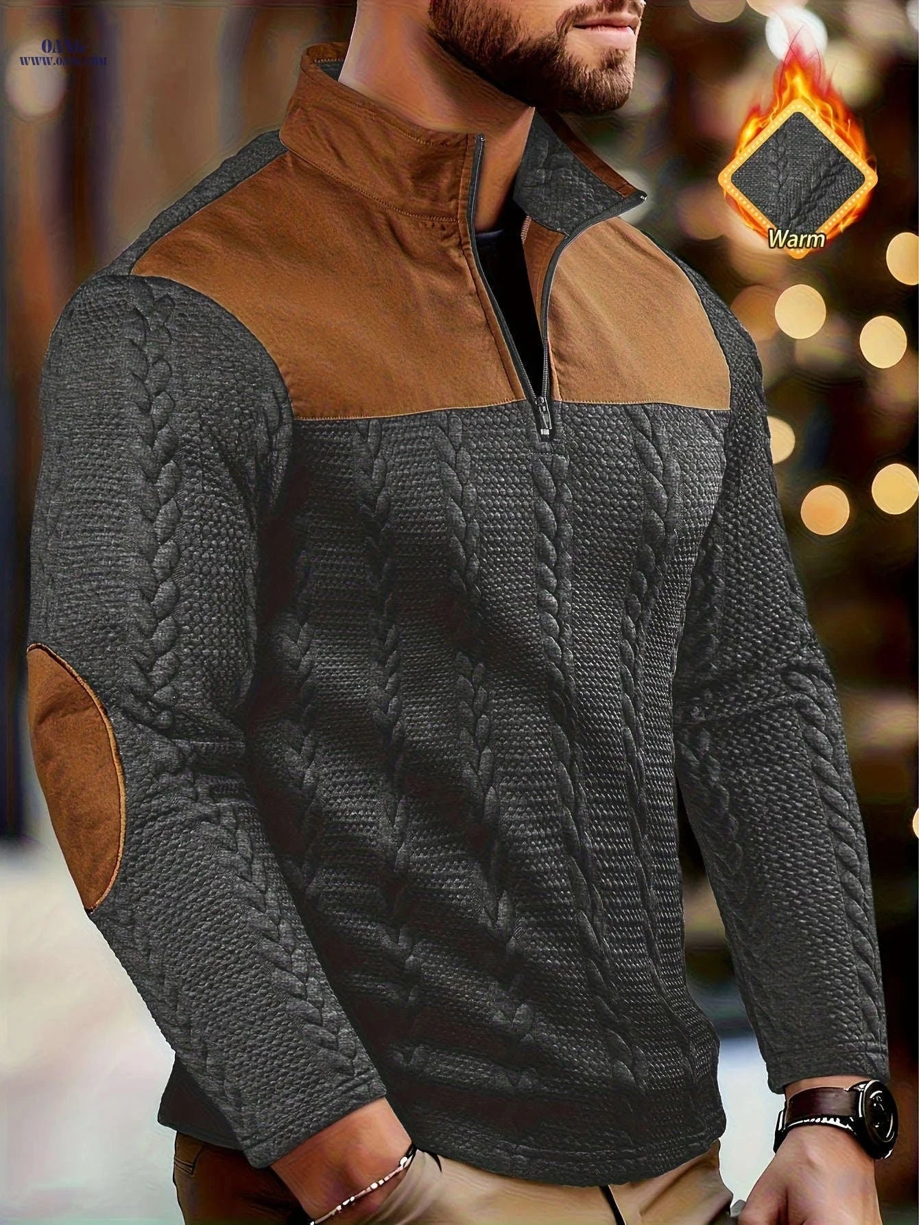 CLQWE Men's Casual Fashion Top - Henley Style for Autumn/Winter   OAXG Black / FR S